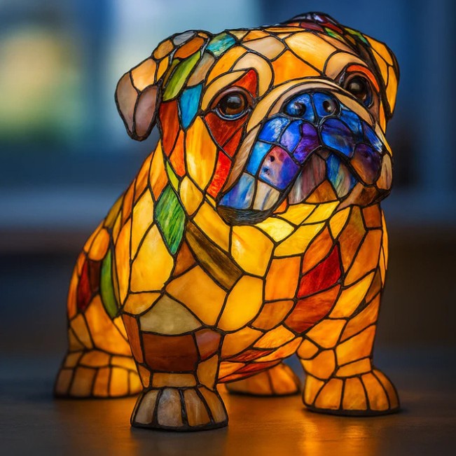 Elina's Handmade Mosaic Dog Lamp