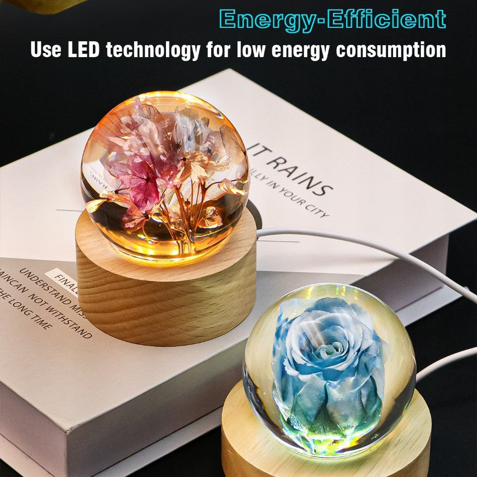 Preserved Flower Resin Crystal Ball Decoration