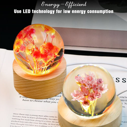 Preserved Flower Resin Crystal Ball Decoration