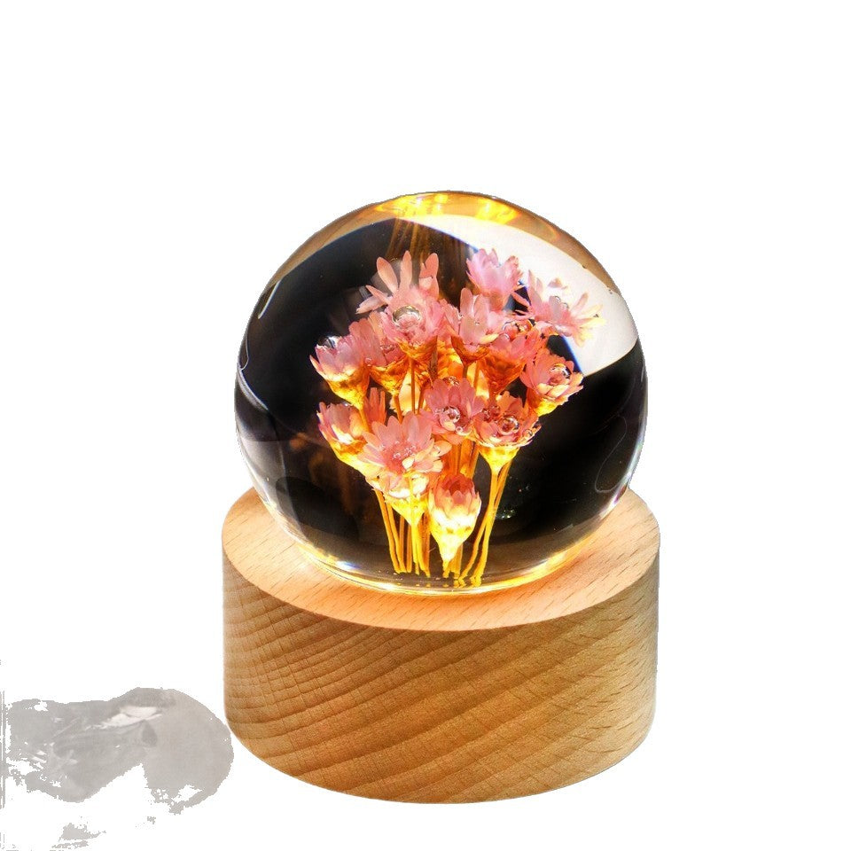 Preserved Flower Resin Crystal Ball Decoration